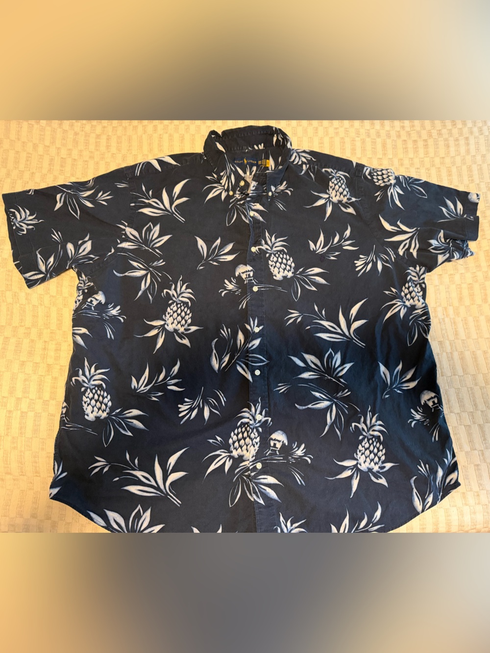 Ralph Lauren mens big and tall Navy and White Tropical Print Shirt